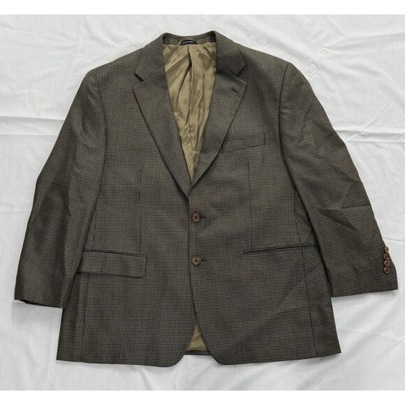 Ralph‎ Lauren Blazer Men’s Herringbone Wool Silk Blend Brown Gold Size 44S - Picture 1 of 9